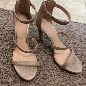 Kelly & Katie nude glitter heels three strap